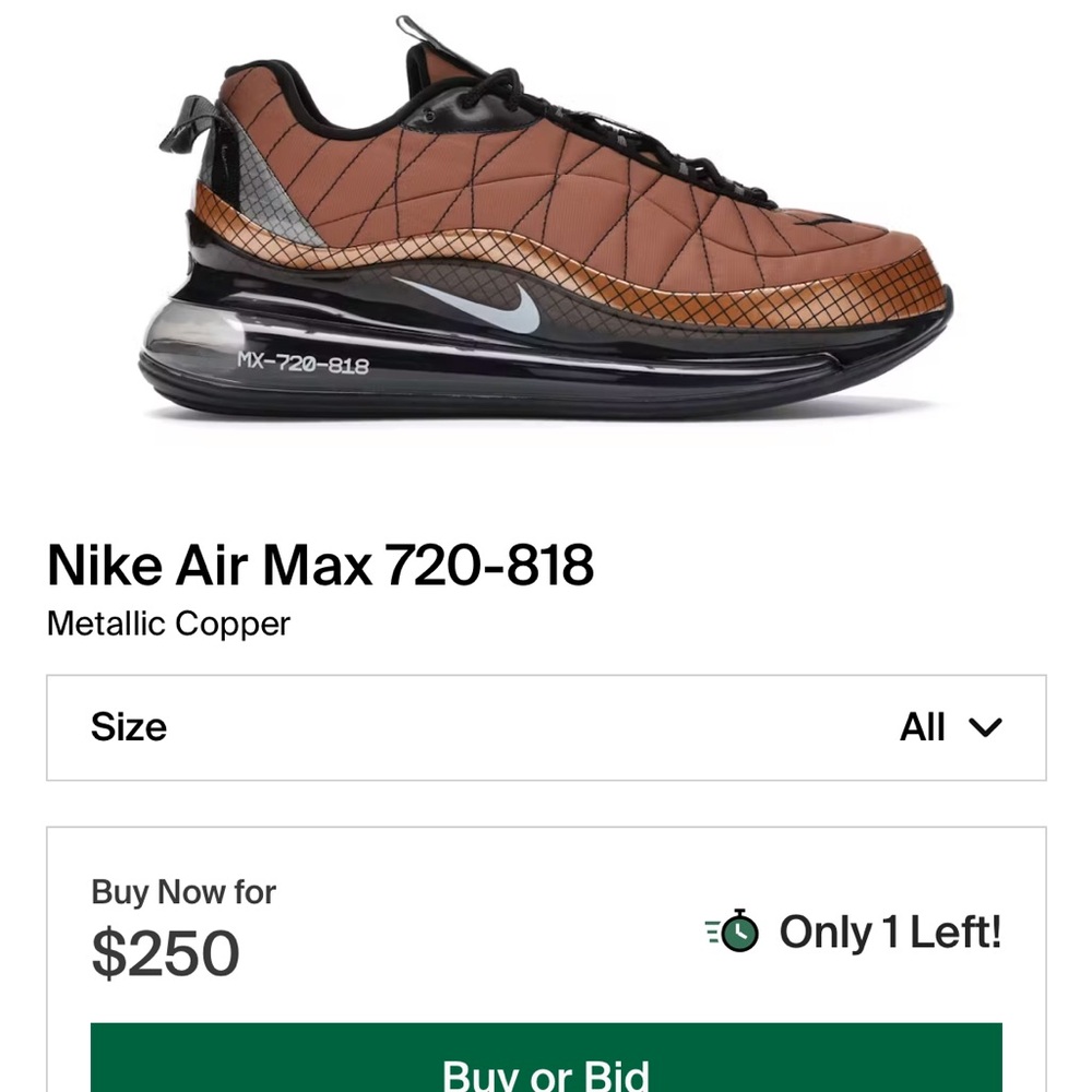 🔥 NIKE AIR MAX 720-818 Metallic Copper | NEW | Size 11.5 - Picture 9 of 9
